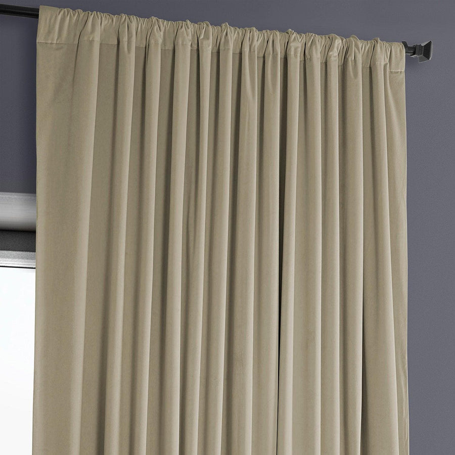 Light Beige Extra Wide Heritage Plush Velvet Curtain - HalfPriceDrapes.com