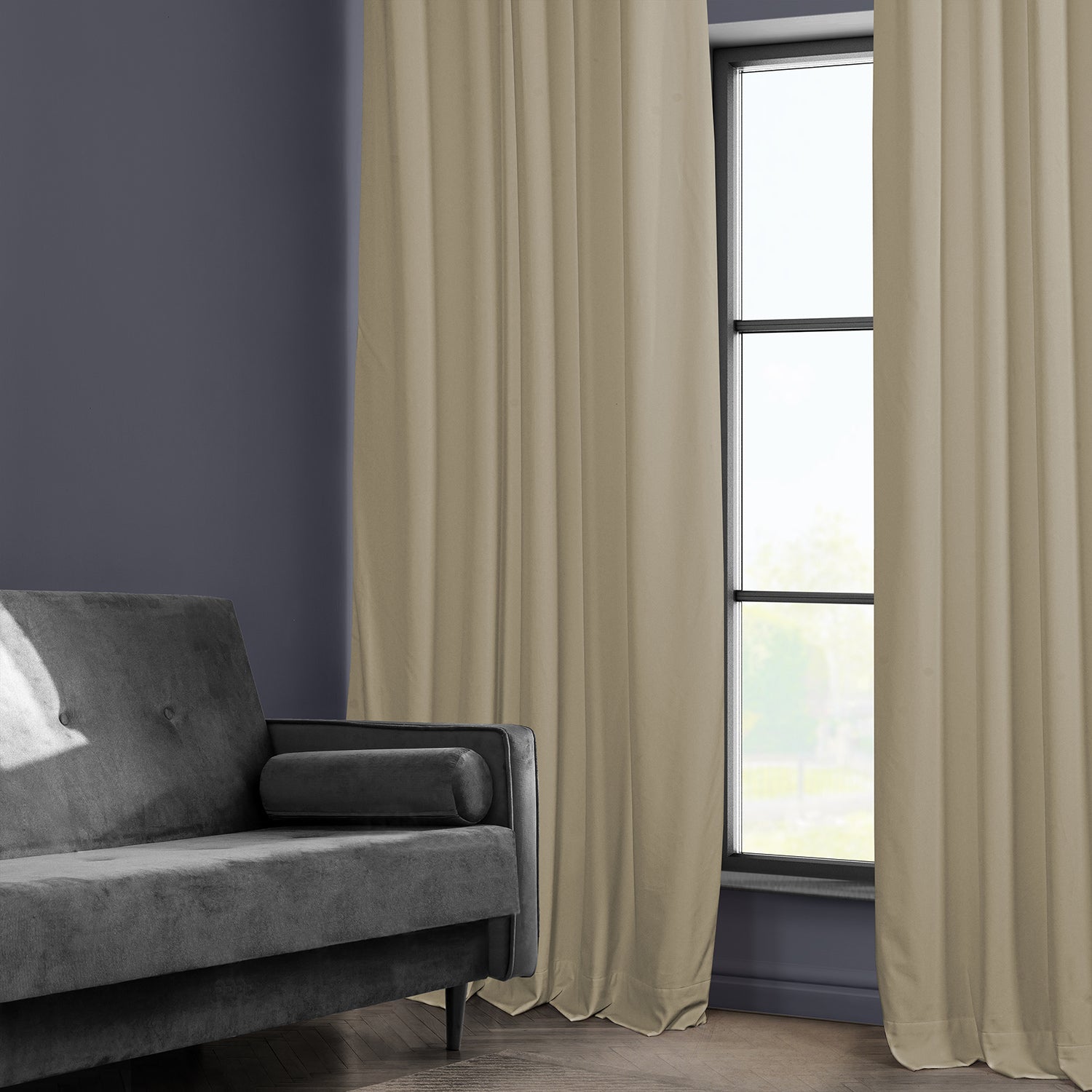 Light Beige Heritage Plush Velvet Custom Curtain