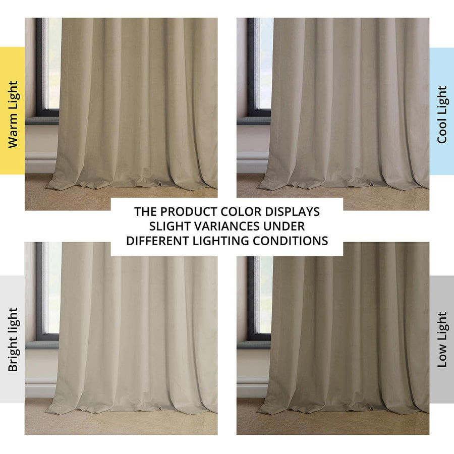 Light Beige French Pleat Heritage Plush Velvet Curtain - HalfPriceDrapes.com