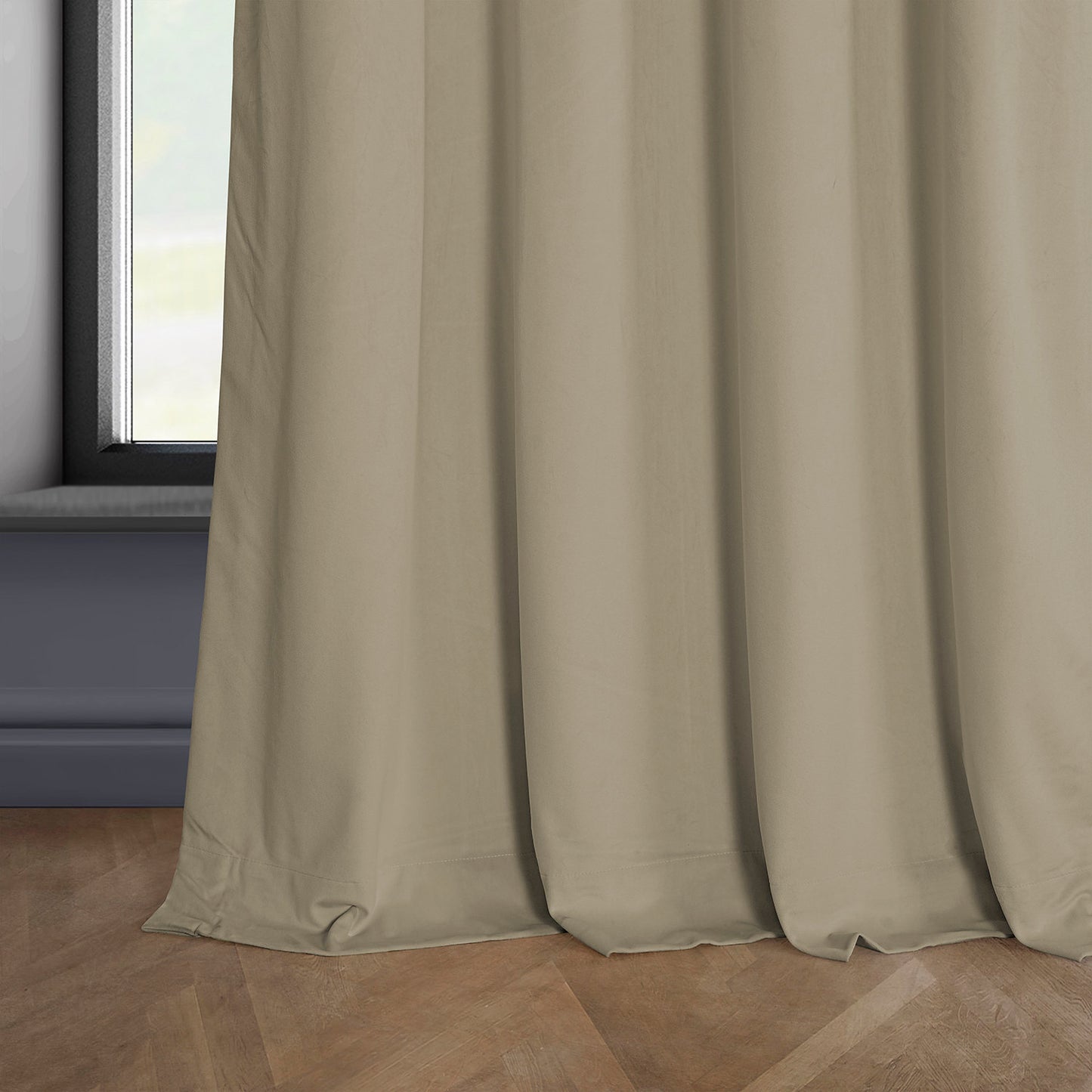 Light Beige Heritage Plush Velvet Custom Curtain