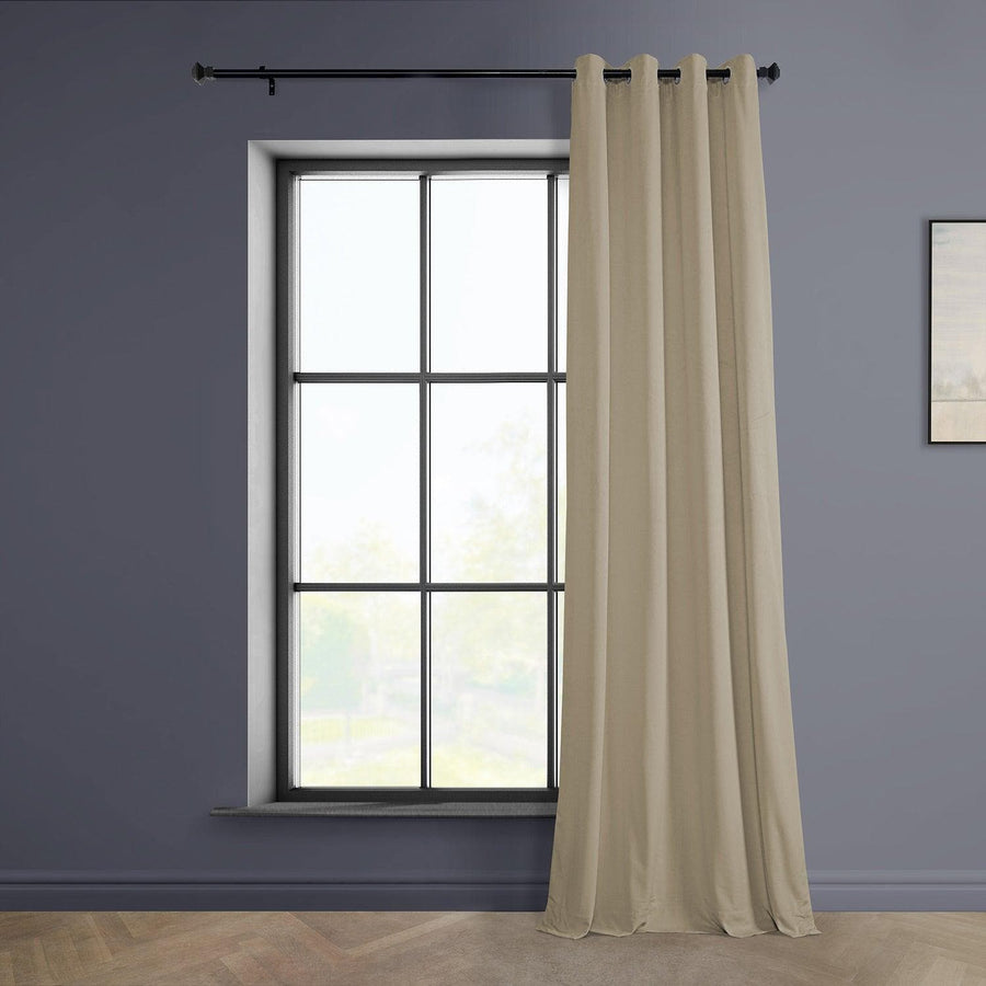 Light Beige Grommet Heritage Plush Velvet Curtain - HalfPriceDrapes.com