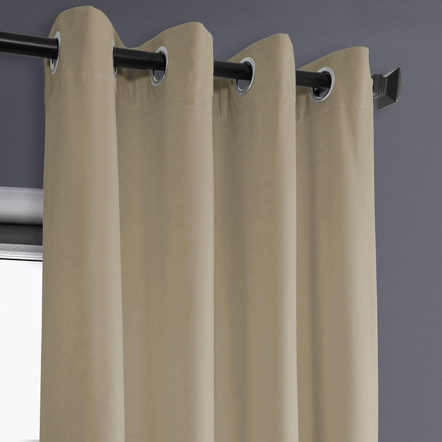 Light Beige Grommet Heritage Plush Velvet Curtain - HalfPriceDrapes.com