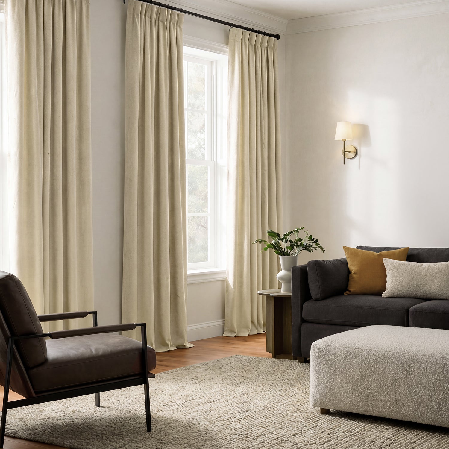 Light Beige Heritage Plush Velvet Custom Curtain