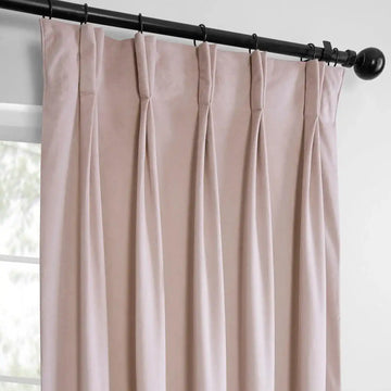 Ballet Pink French Pleat Heritage Plush Velvet Room Darkening Curtain