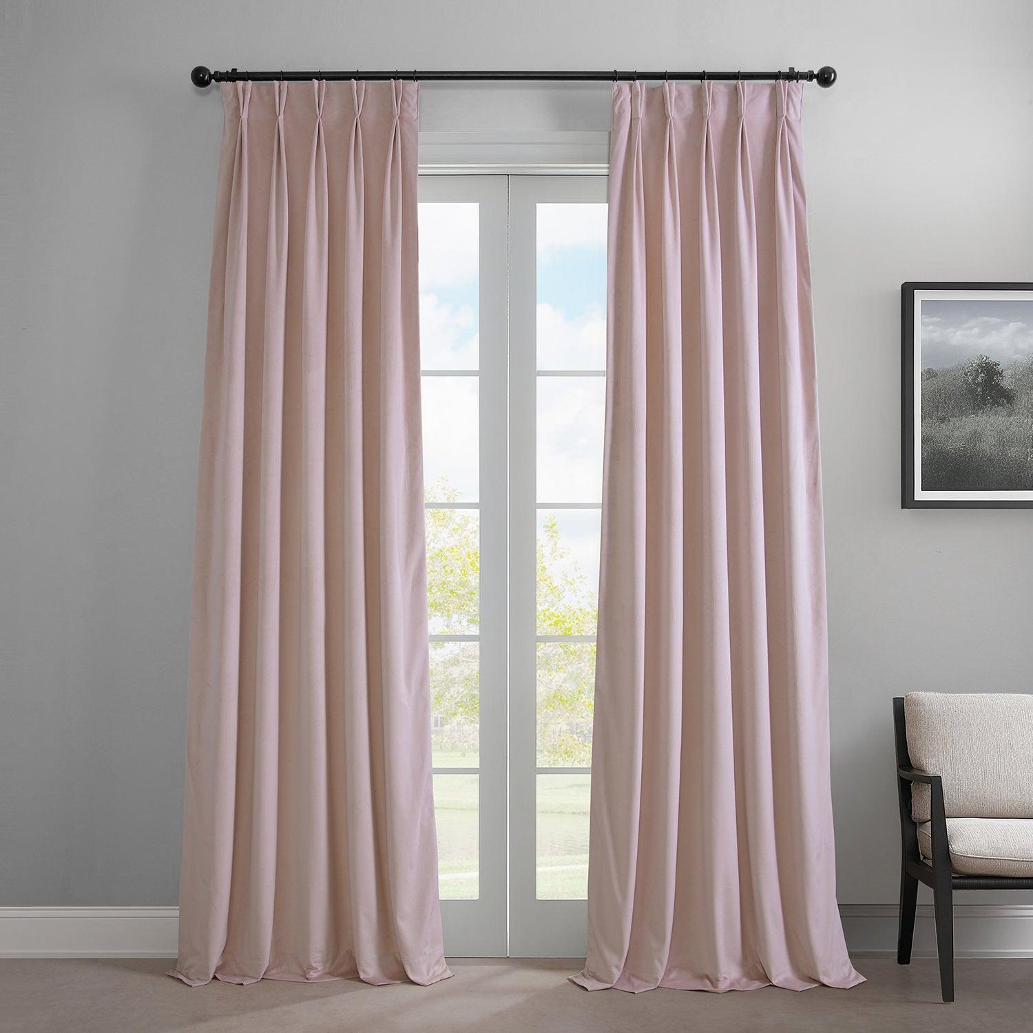 Ballet Pink French Pleat Heritage Plush Velvet Room Darkening