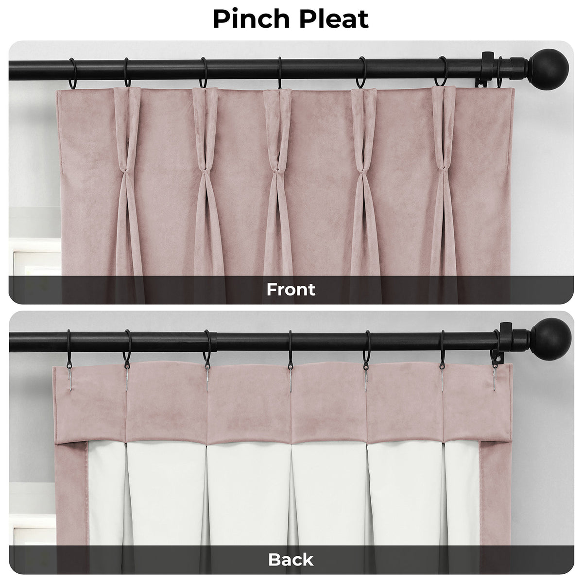 Ballet Pink Pinch Pleat Heritage Plush Velvet Room Darkening Curtain
