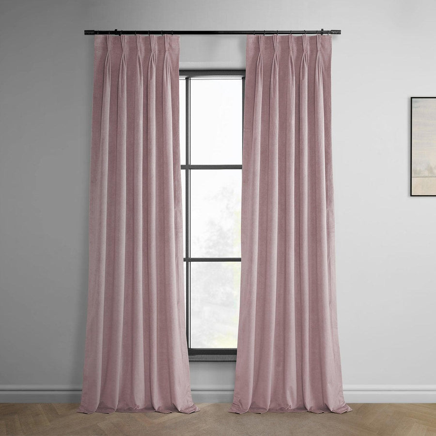 Ballet Pink French Pleat Heritage Plush Velvet Curtain - HalfPriceDrapes.com