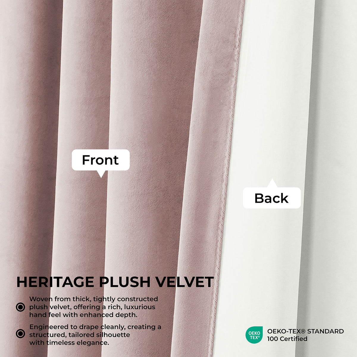 Ballet Pink Heritage Plush Velvet Room Darkening Curtain