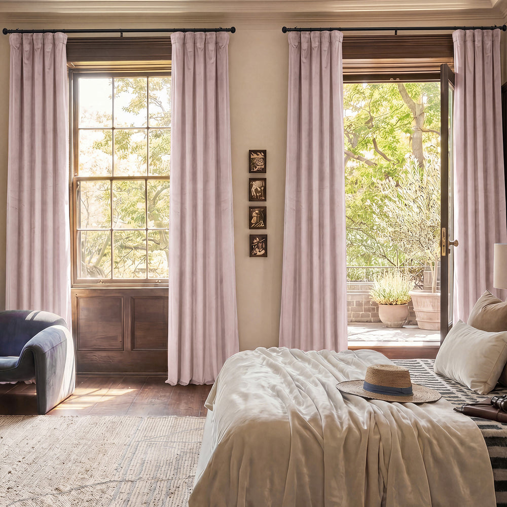 Ballet Pink Heritage Plush Velvet Room Darkening Curtain