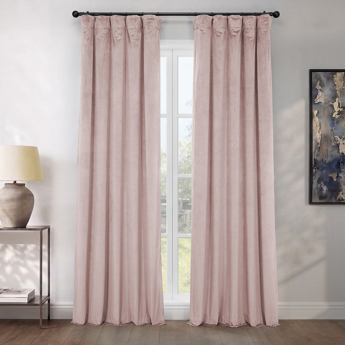 Ballet Pink Heritage Plush Velvet Room Darkening Curtain