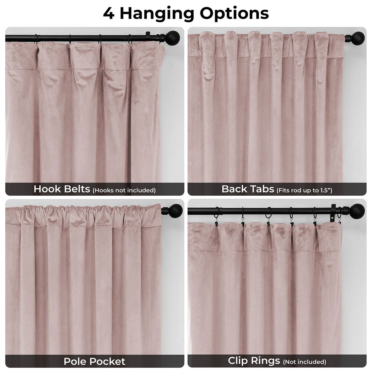 Ballet Pink Heritage Plush Velvet Room Darkening Curtain
