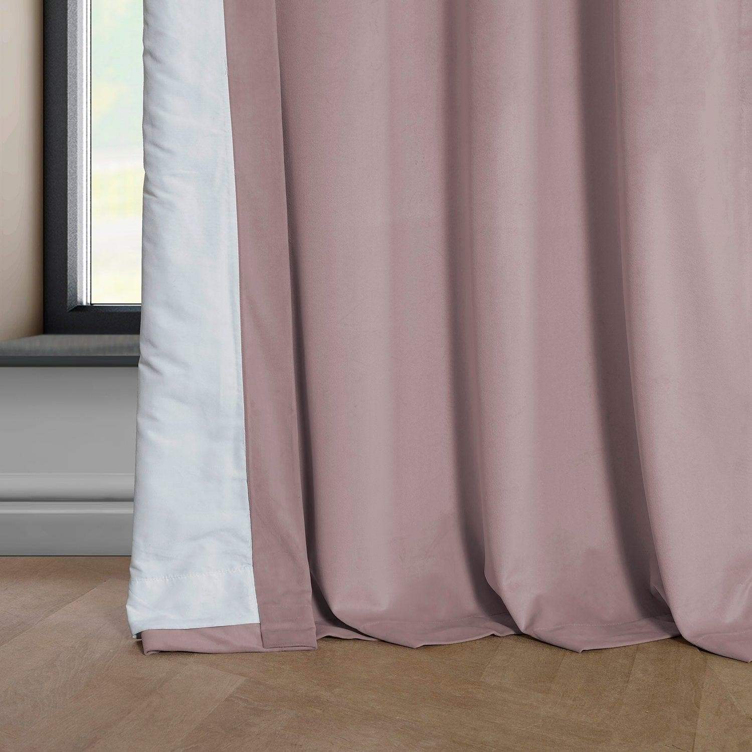 Ballet Pink Heritage Plush Velvet Room Darkening Curtain | Half