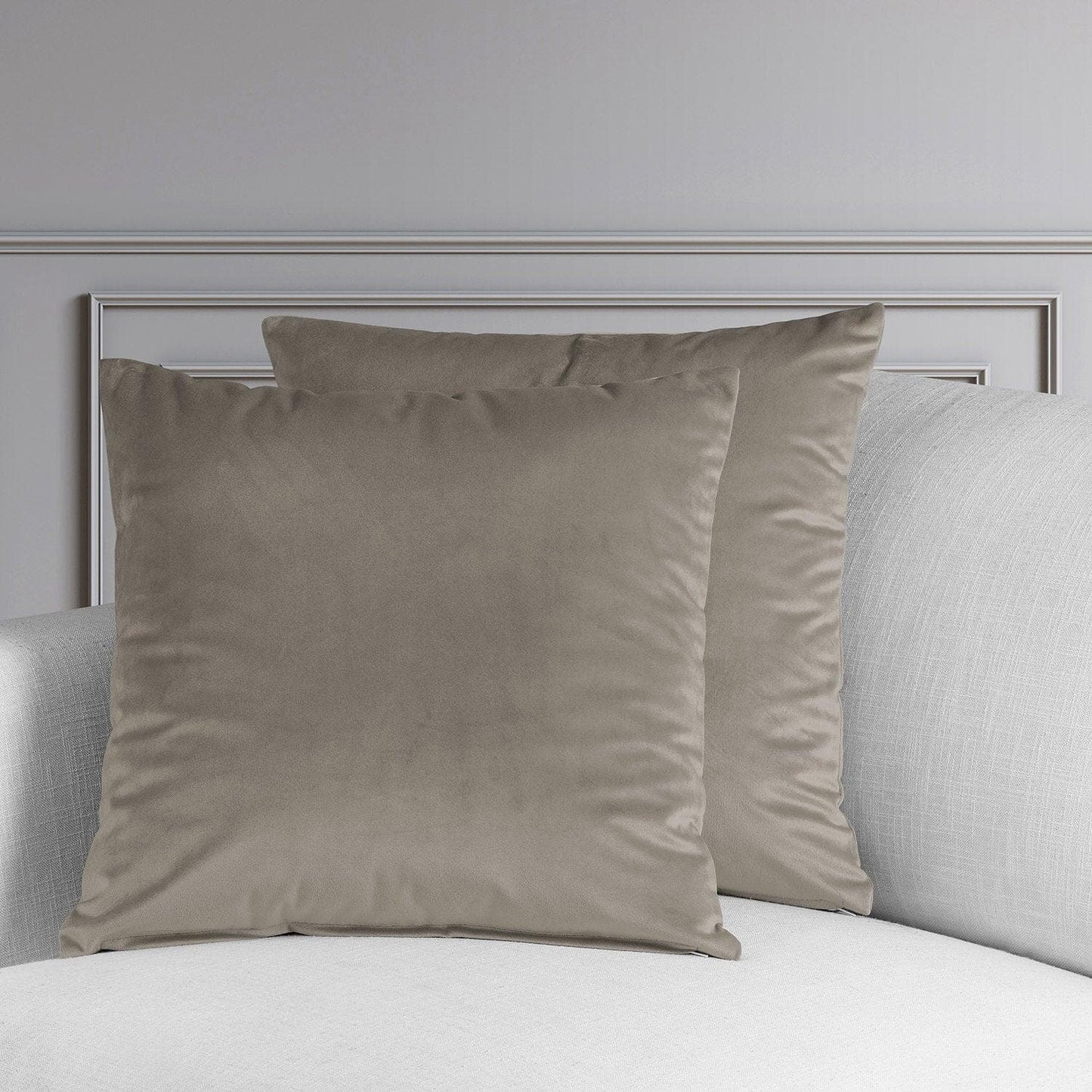 Gallery Taupe Heritage Plush Velvet Cushion Covers - Pair - HalfPriceDrapes.com