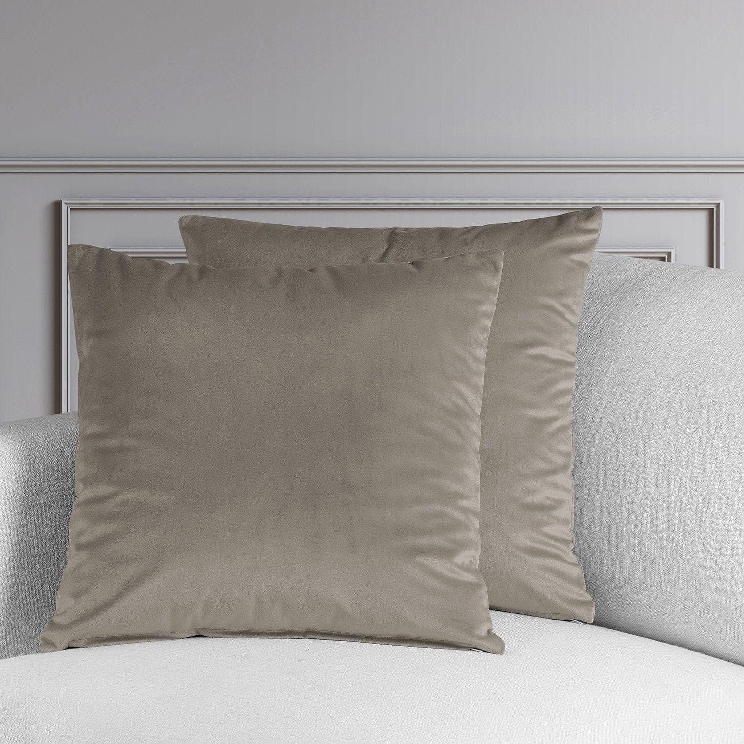 Gallery Taupe Heritage Plush Velvet Cushion Covers - Pair - HalfPriceDrapes.com