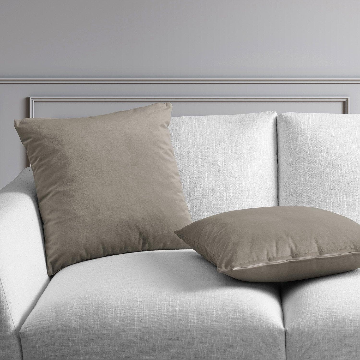 Gallery Taupe Heritage Plush Velvet Cushion Covers - Pair - HalfPriceDrapes.com