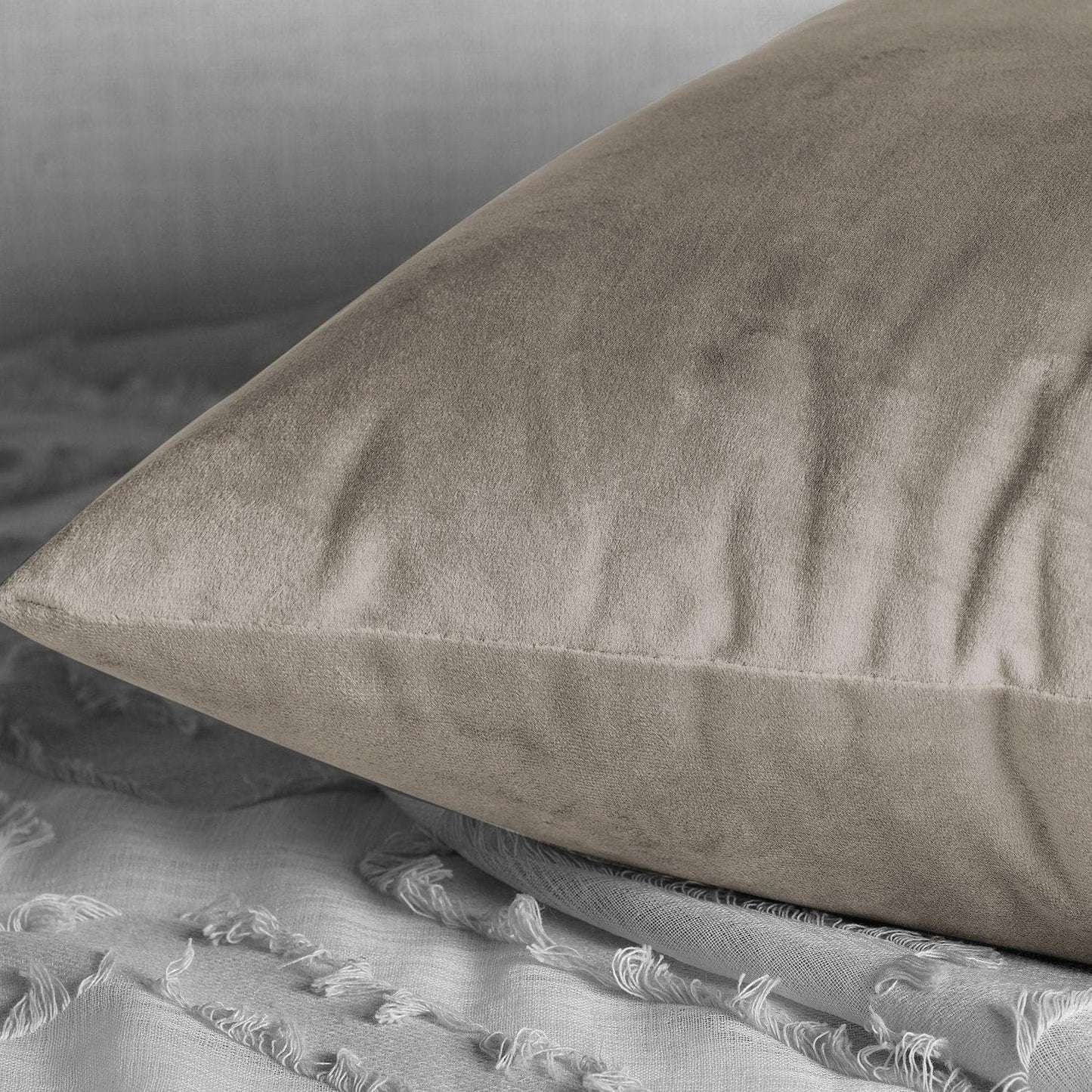 Gallery Taupe Heritage Plush Velvet Cushion Covers - Pair - HalfPriceDrapes.com