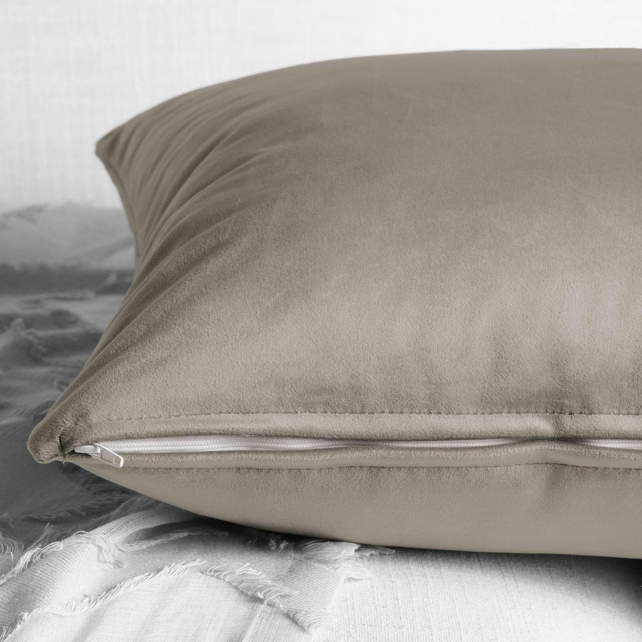 Gallery Taupe Heritage Plush Velvet Cushion Covers - Pair - HalfPriceDrapes.com