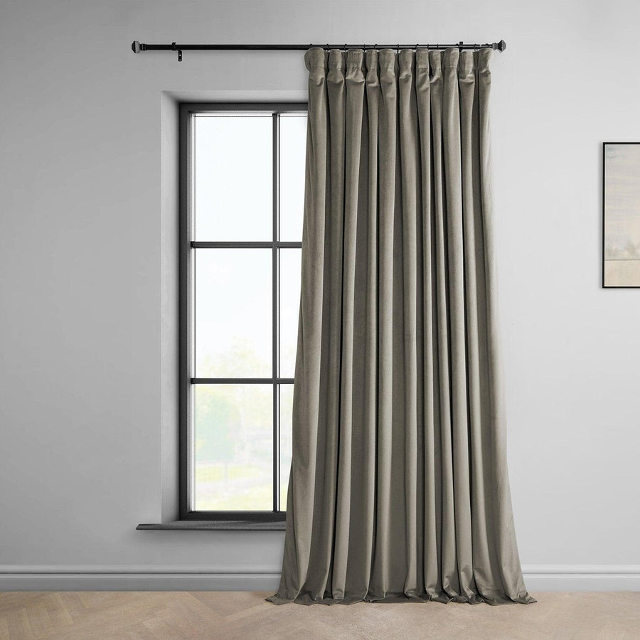 Gallery Taupe Extra Wide Heritage Plush Velvet Curtain - HalfPriceDrapes.com