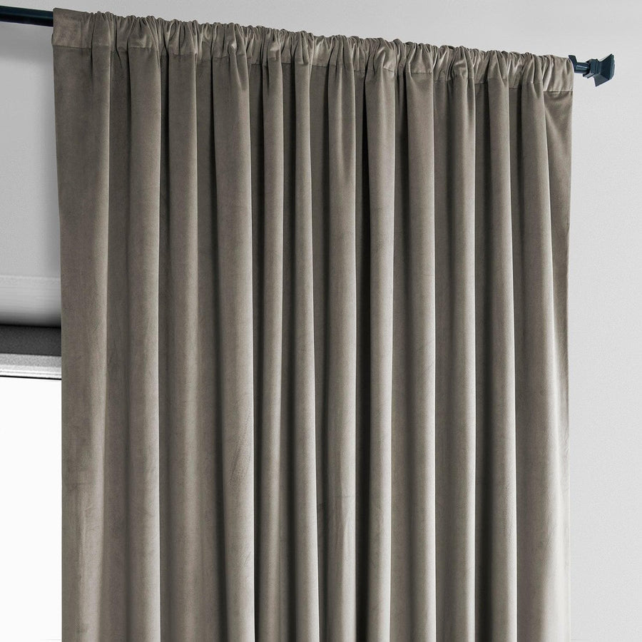 Gallery Taupe Extra Wide Heritage Plush Velvet Curtain - HalfPriceDrapes.com