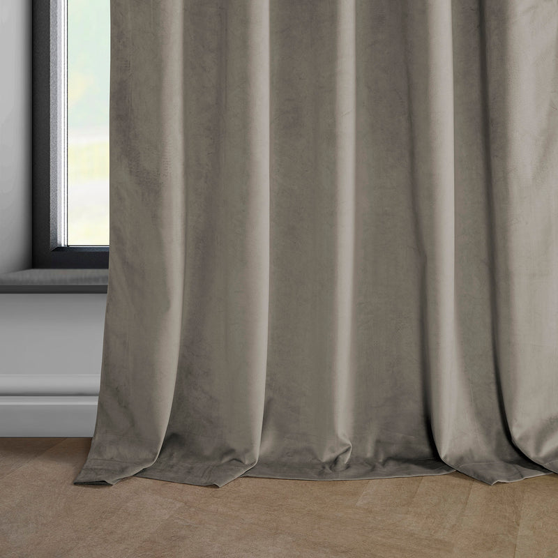 Gallery Taupe Heritage Plush Velvet Custom Curtain