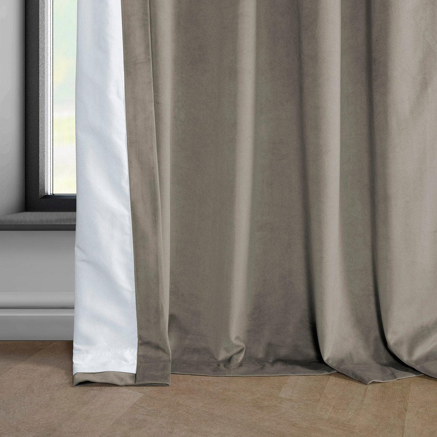 Gallery Taupe French Pleat Heritage Plush Velvet Curtain - HalfPriceDrapes.com