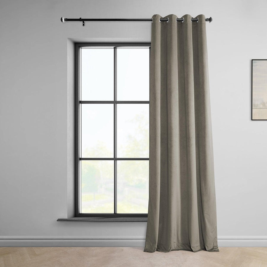 Gallery Taupe Grommet Heritage Plush Velvet Curtain - HalfPriceDrapes.com