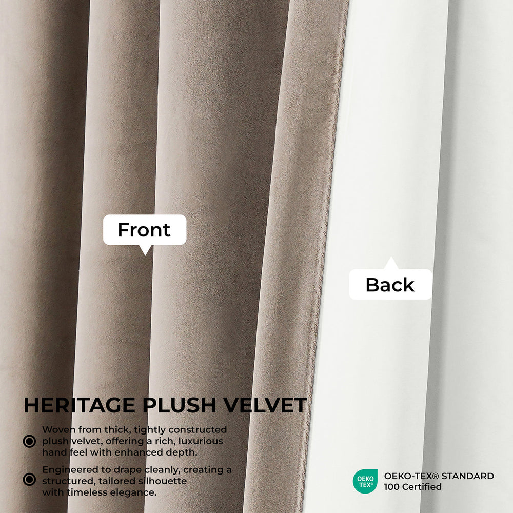 Gallery Taupe Heritage Plush Velvet Room Darkening Curtain