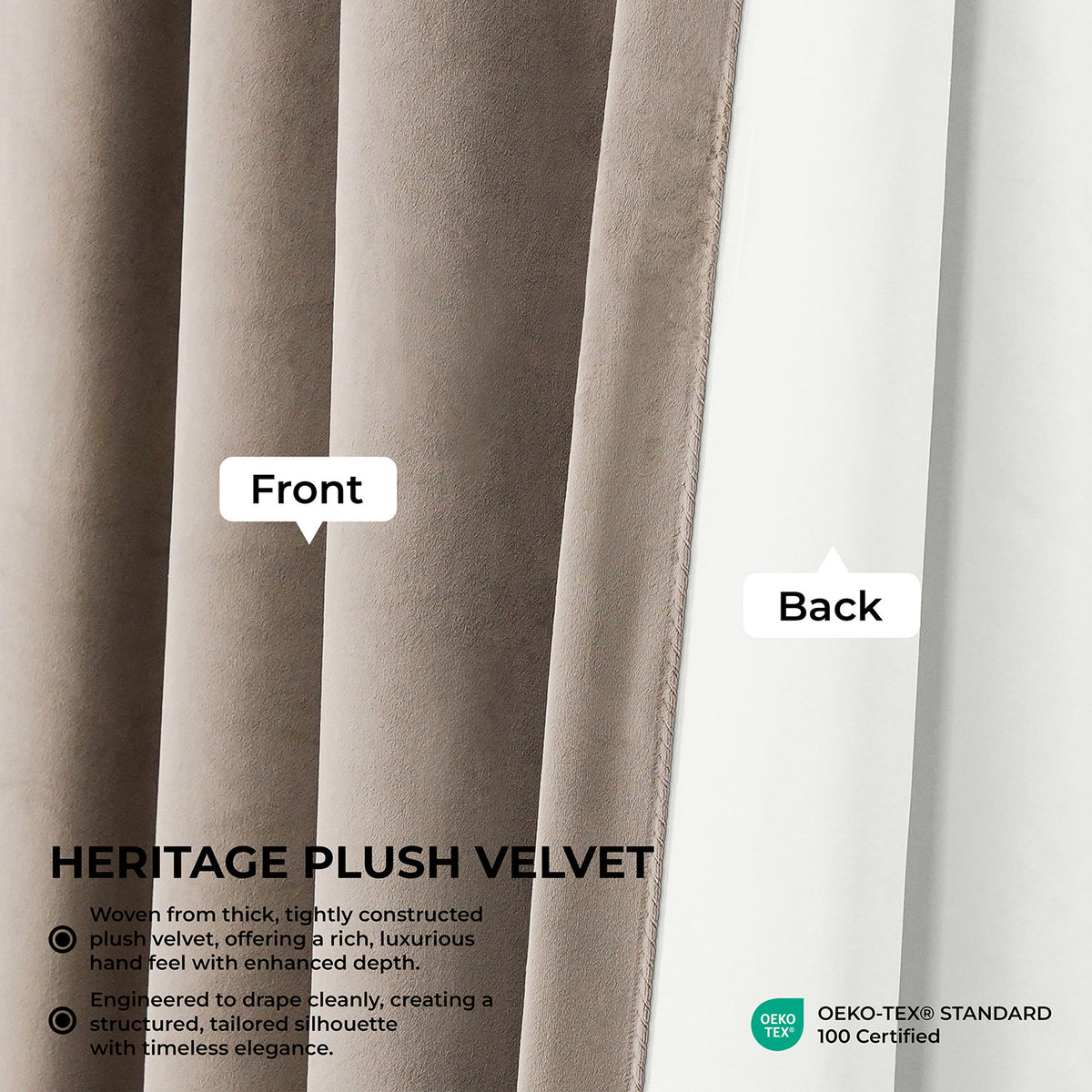 Gallery Taupe Heritage Plush Velvet Room Darkening Curtain
