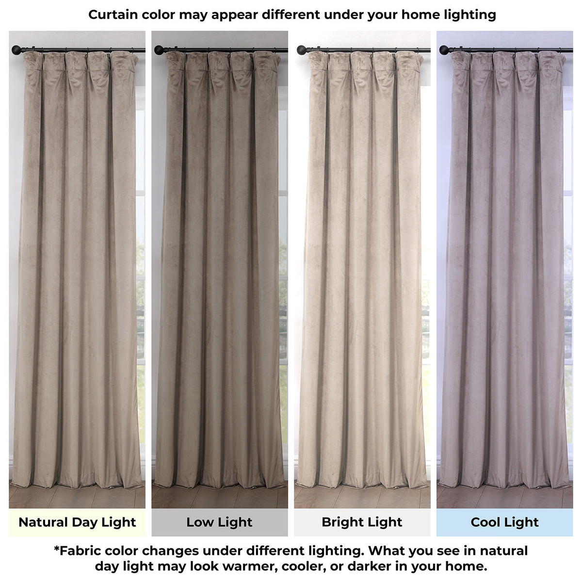 Gallery Taupe Heritage Plush Velvet Room Darkening Curtain
