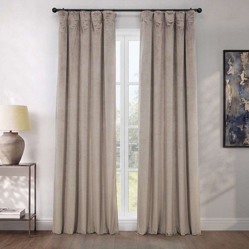 Gallery Taupe Heritage Plush Velvet Room Darkening Curtain