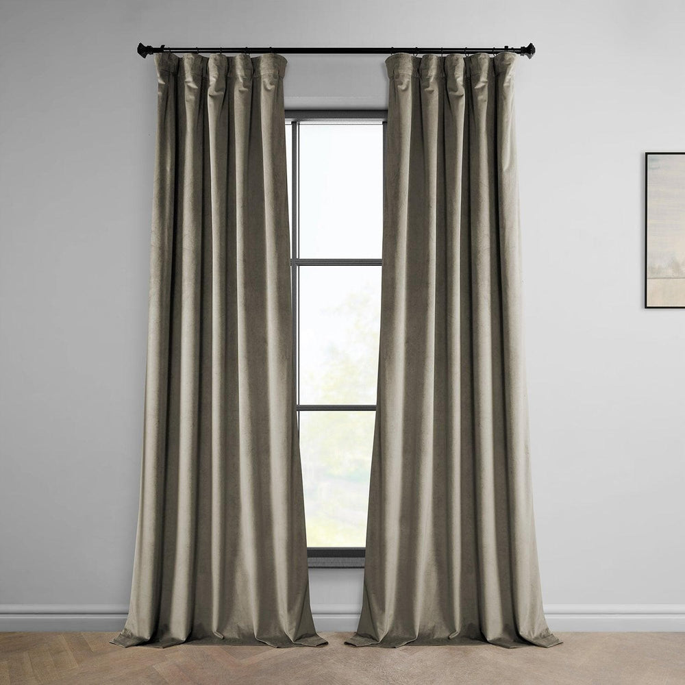 Gallery Taupe Heritage Plush Velvet Curtain - HalfPriceDrapes.com