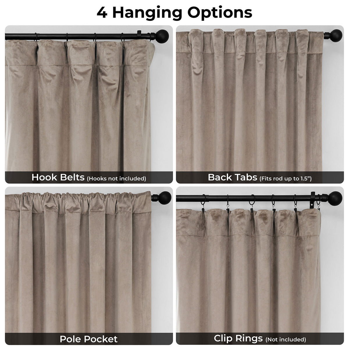 Gallery Taupe Heritage Plush Velvet Room Darkening Curtain