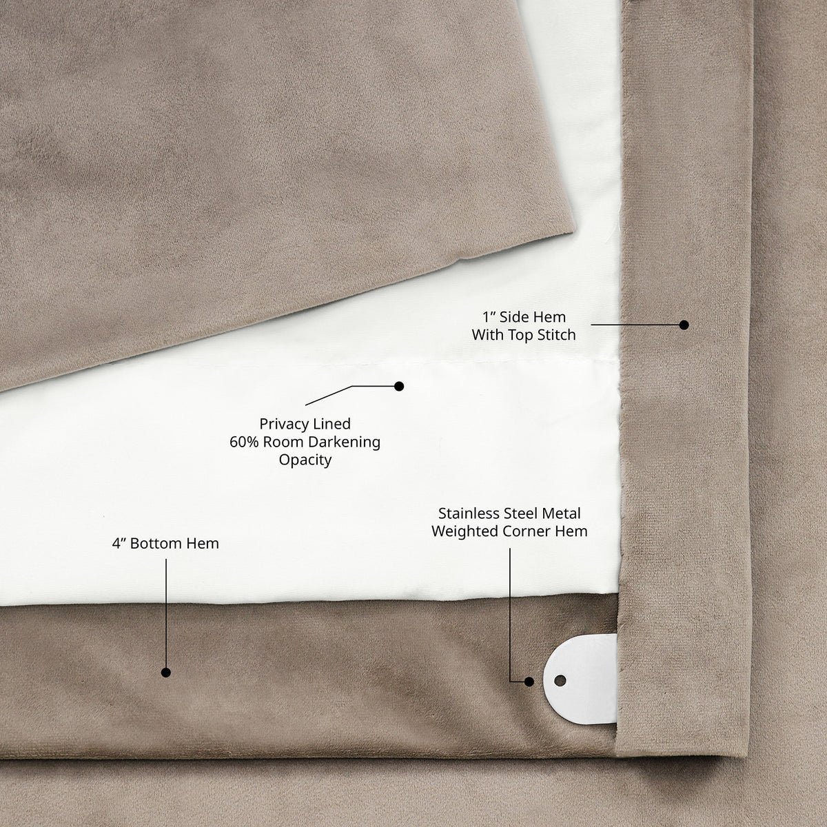 Gallery Taupe Heritage Plush Velvet Room Darkening Curtain