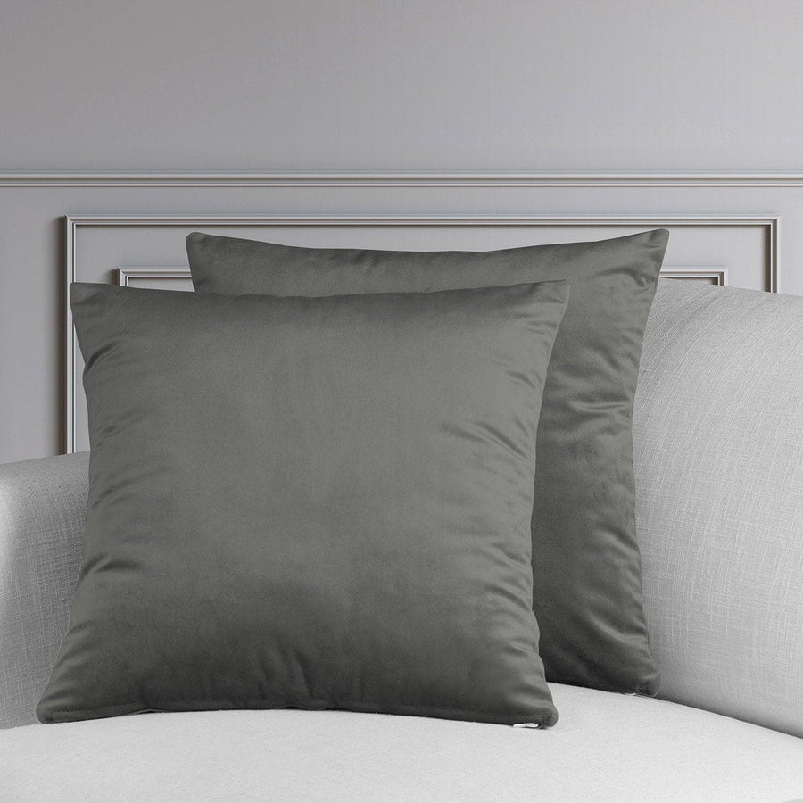 Destiny Grey Heritage Plush Velvet Cushion Covers - Pair - HalfPriceDrapes.com