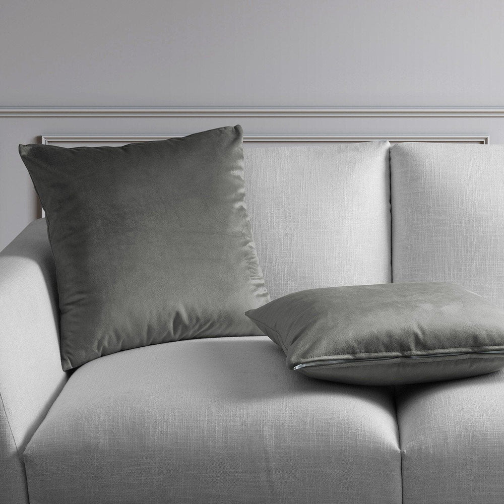 Destiny Grey Heritage Plush Velvet Cushion Covers - Pair - HalfPriceDrapes.com