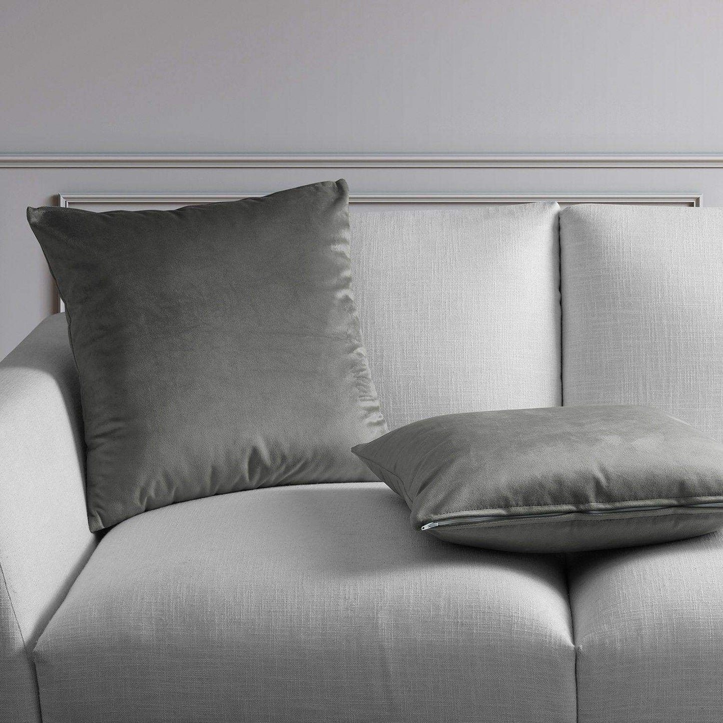 Destiny Grey Heritage Plush Velvet Cushion Covers - Pair - HalfPriceDrapes.com