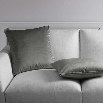 Destiny Grey Heritage Plush Velvet Cushion Covers - Pair - HalfPriceDrapes.com