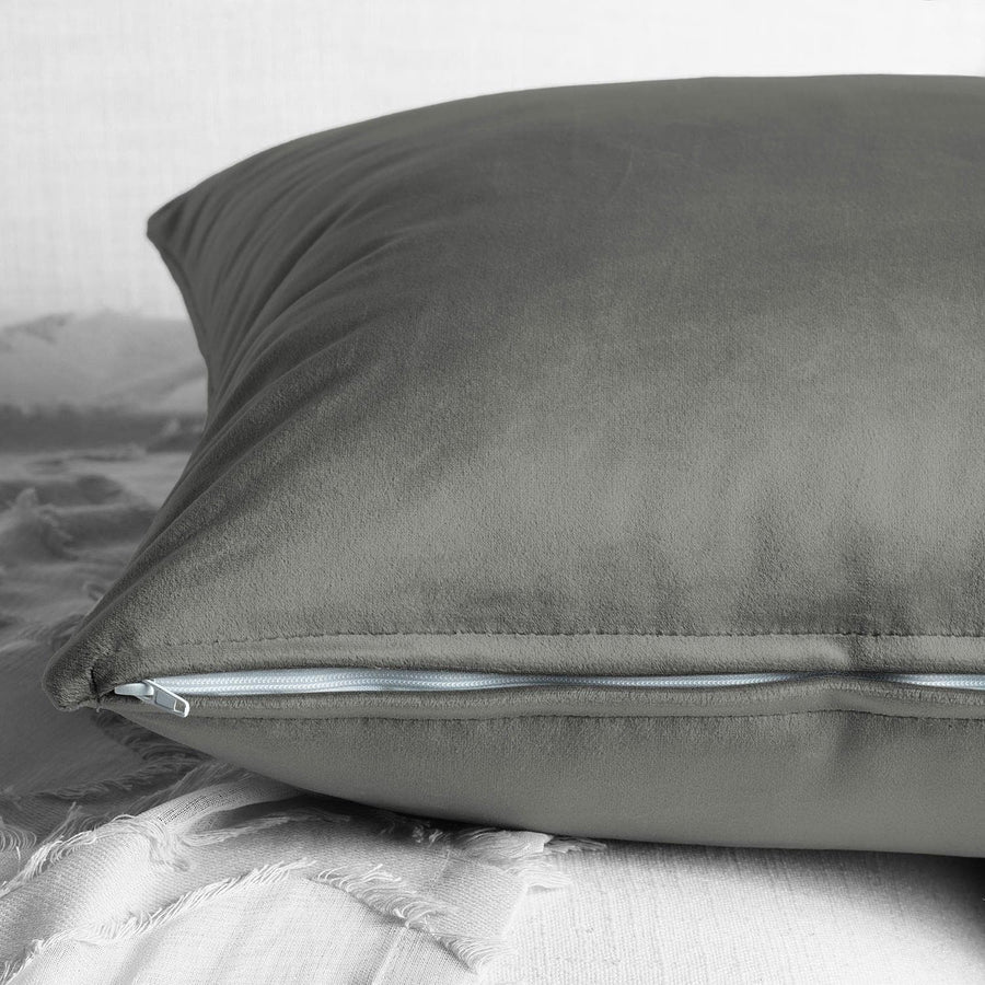 Destiny Grey Heritage Plush Velvet Cushion Covers - Pair - HalfPriceDrapes.com