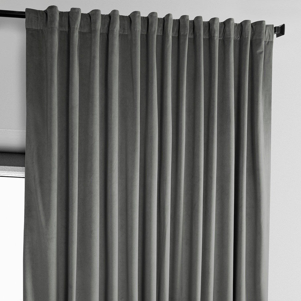 Destiny Grey Extra Wide Heritage Plush Velvet Curtain - HalfPriceDrapes.com