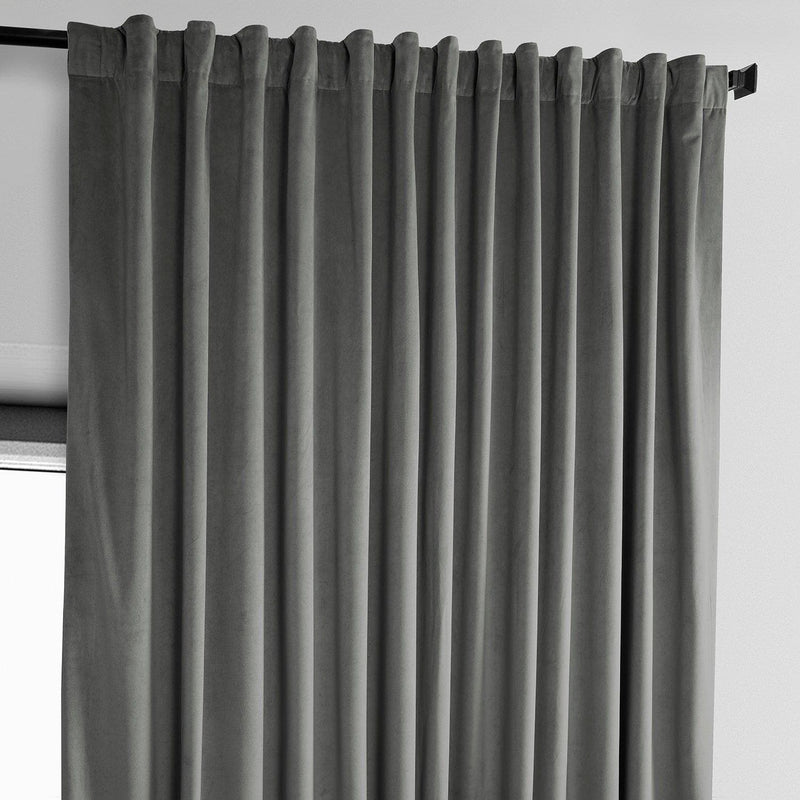 Destiny Grey Extra Wide Heritage Plush Velvet Curtain - HalfPriceDrapes.com