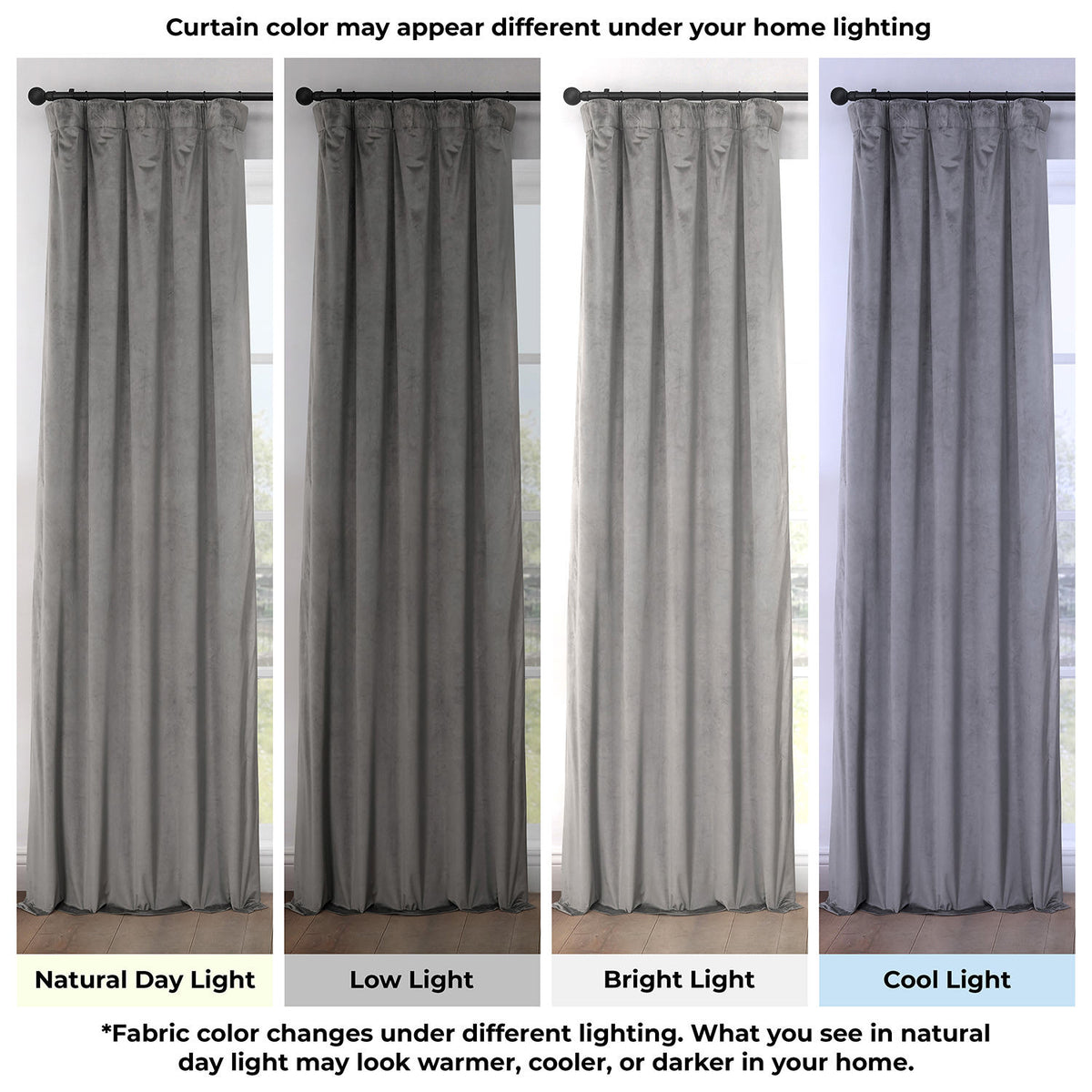 Destiny Grey Extra Wide Heritage Plush Velvet Room Darkening Curtain