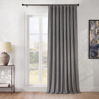 Destiny Grey Extra Wide Heritage Plush Velvet Room Darkening Curtain
