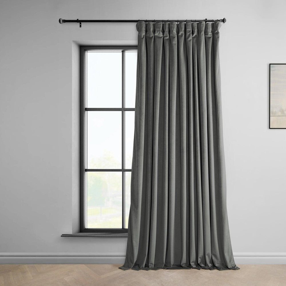 Destiny Grey Extra Wide Heritage Plush Velvet Curtain - HalfPriceDrapes.com