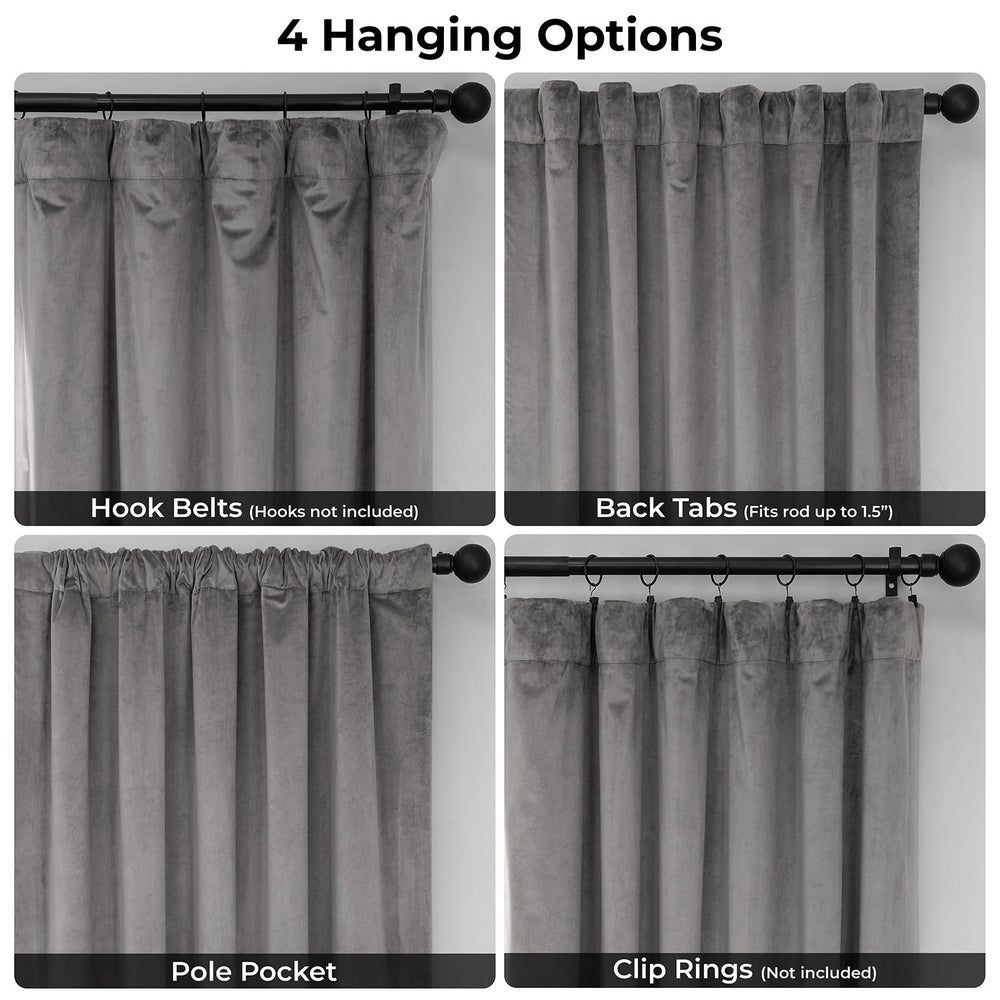 Destiny Grey Extra Wide Heritage Plush Velvet Room Darkening Curtain