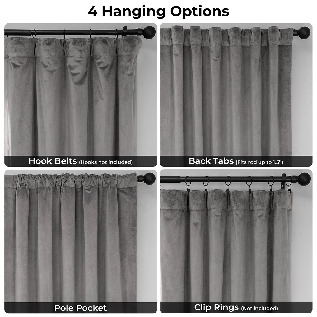 Destiny Grey Extra Wide Heritage Plush Velvet Room Darkening Curtain
