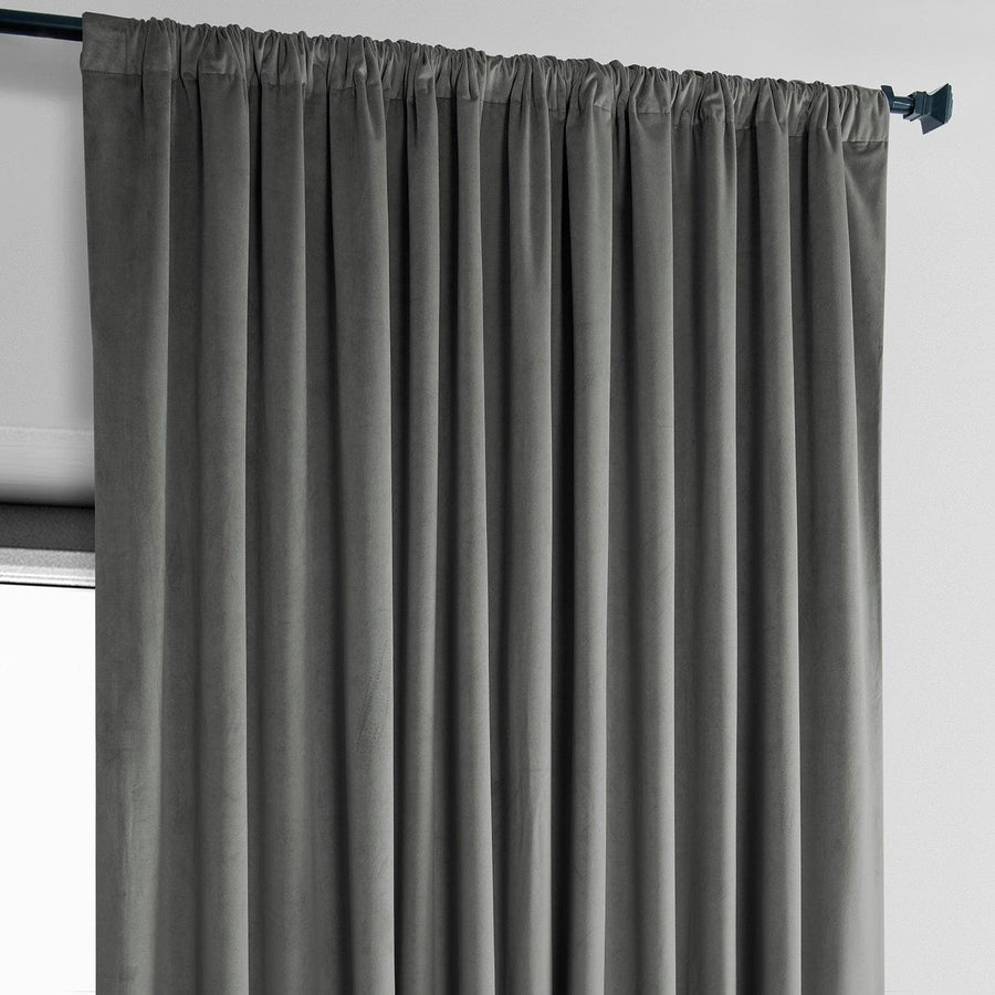 Destiny Grey Extra Wide Heritage Plush Velvet Curtain - HalfPriceDrapes.com
