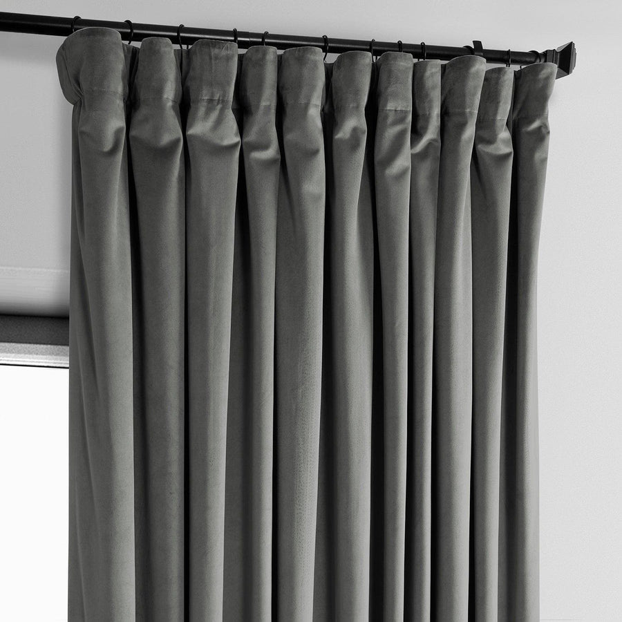 Destiny Grey Extra Wide Heritage Plush Velvet Curtain - HalfPriceDrapes.com