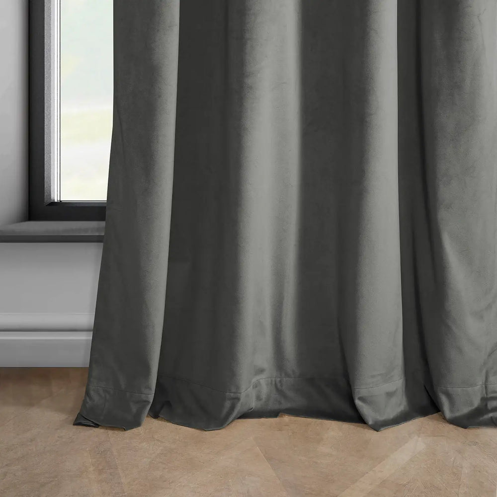 Destiny Grey Heritage Plush Velvet Custom Curtain