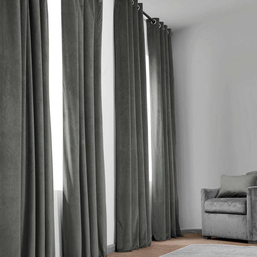 Destiny Grey Heritage Plush Velvet Custom Curtain