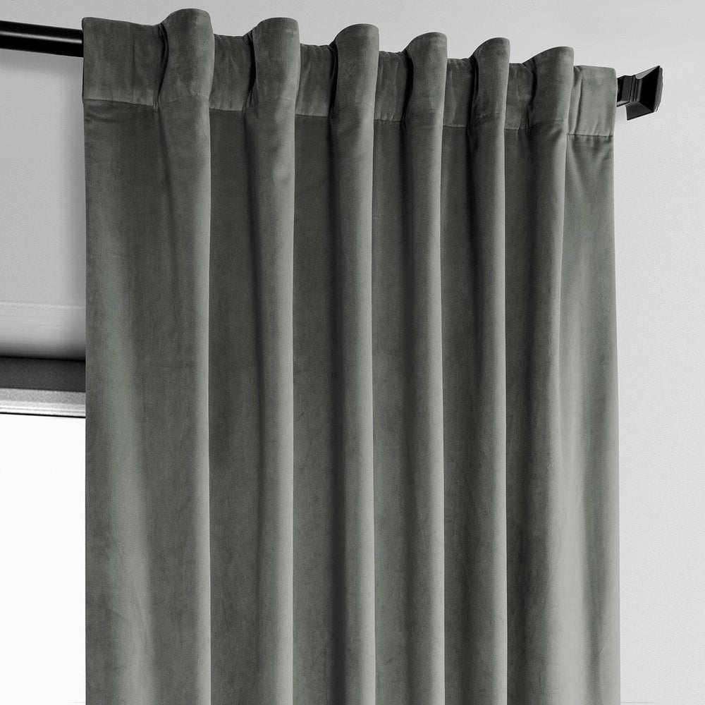 Destiny Grey Heritage Plush Velvet Curtain - HalfPriceDrapes.com